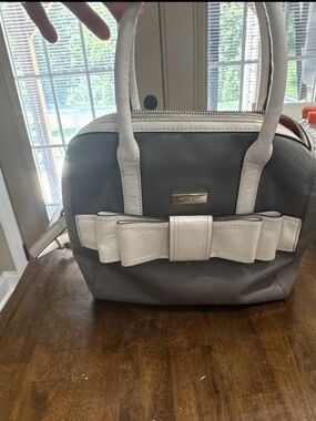 kate spade Gray Satchel with White Bow Accent